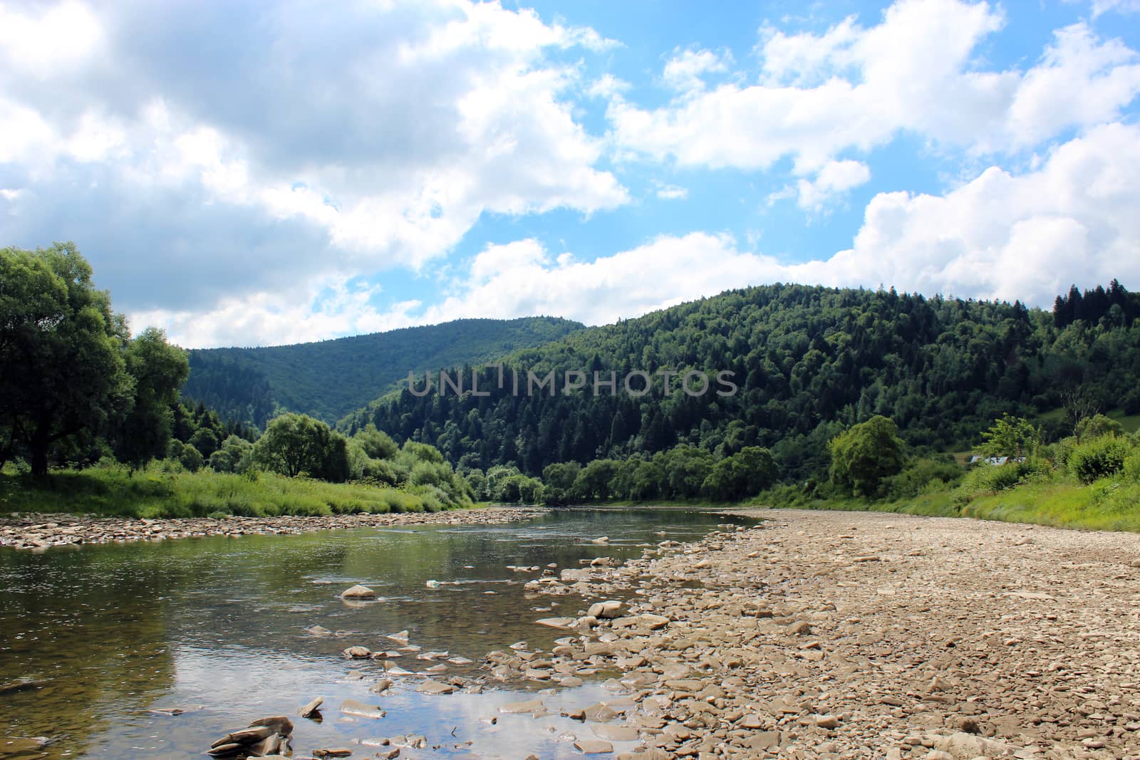 speed mountainous river in Carpathian mountains by alexmak