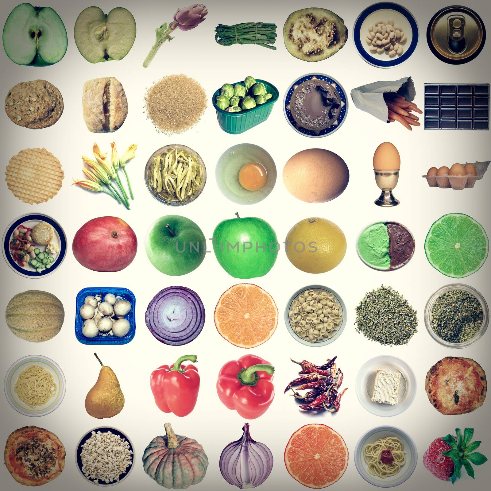 Retro look Food collage isolated by claudiodivizia