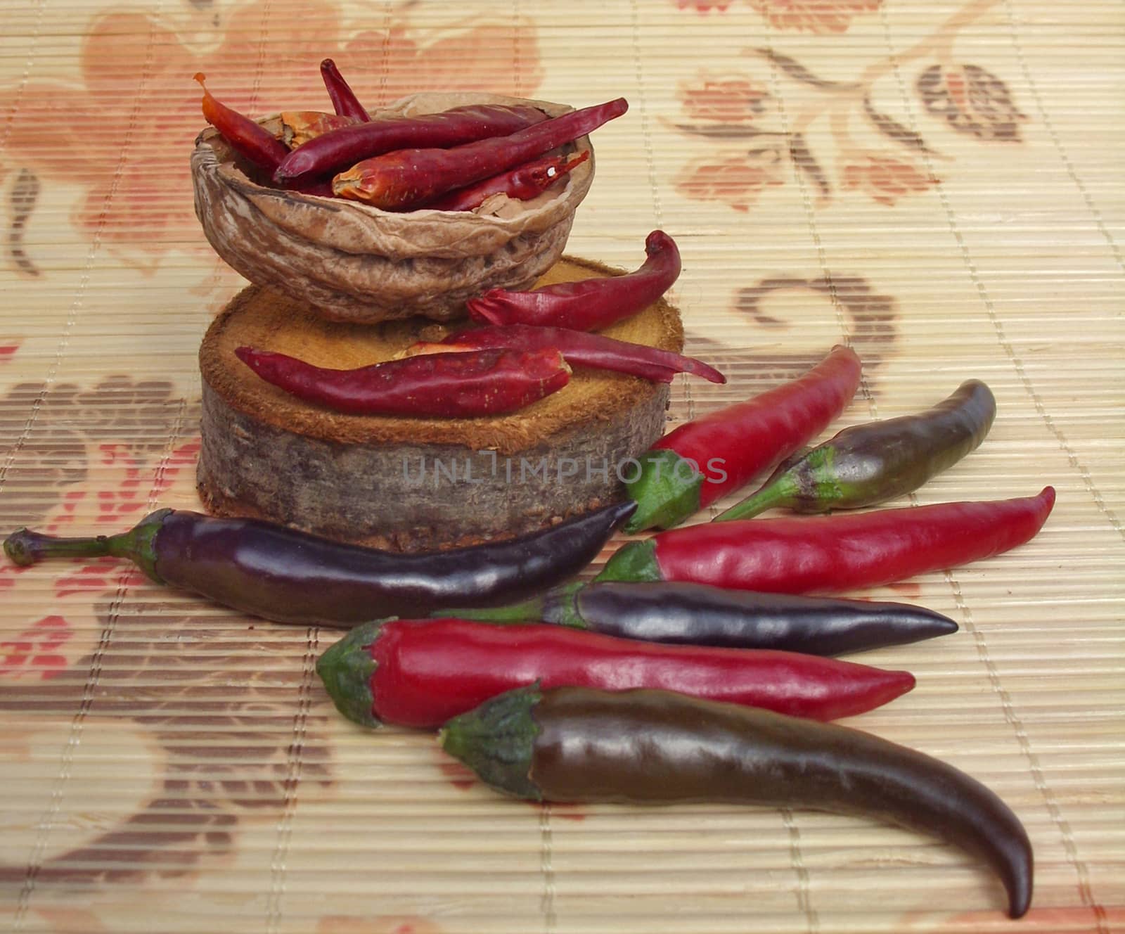 Dried and fresh chilies
