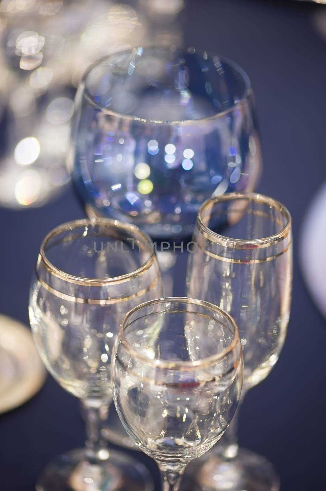 Ceremony silverware and decoration on elegant table