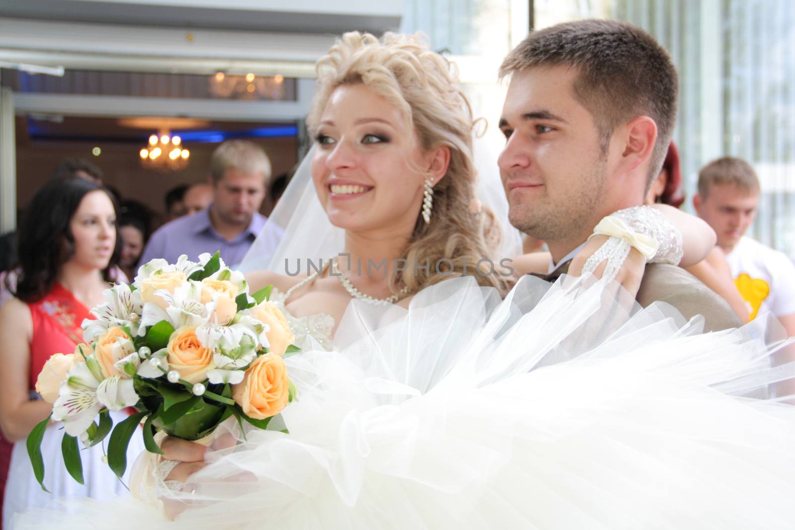 Young married couple in the wedding day