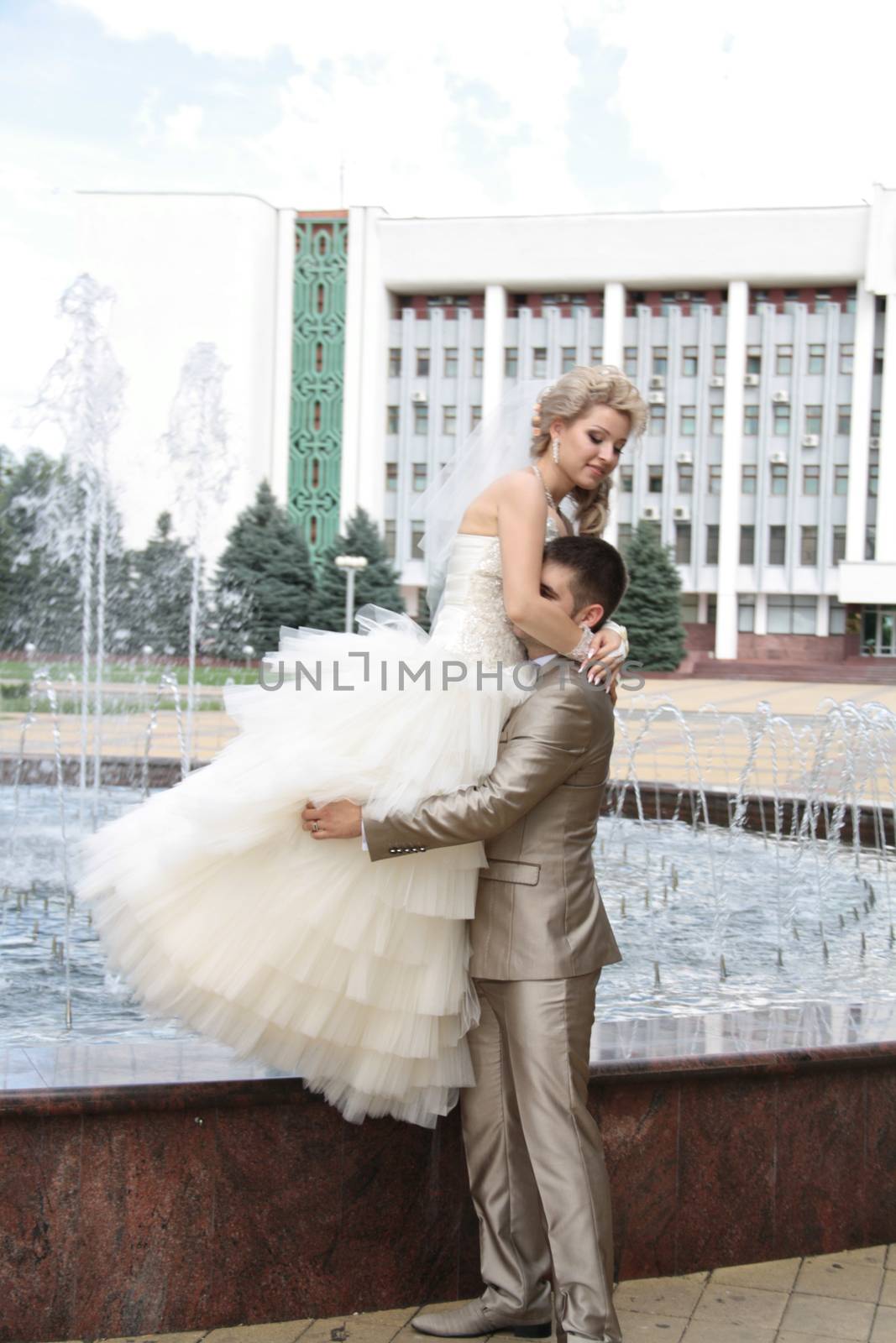 Young married couple in the wedding day