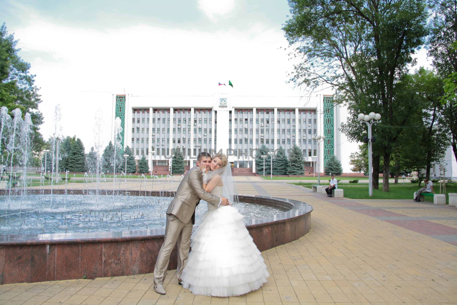 Young married couple in the wedding day