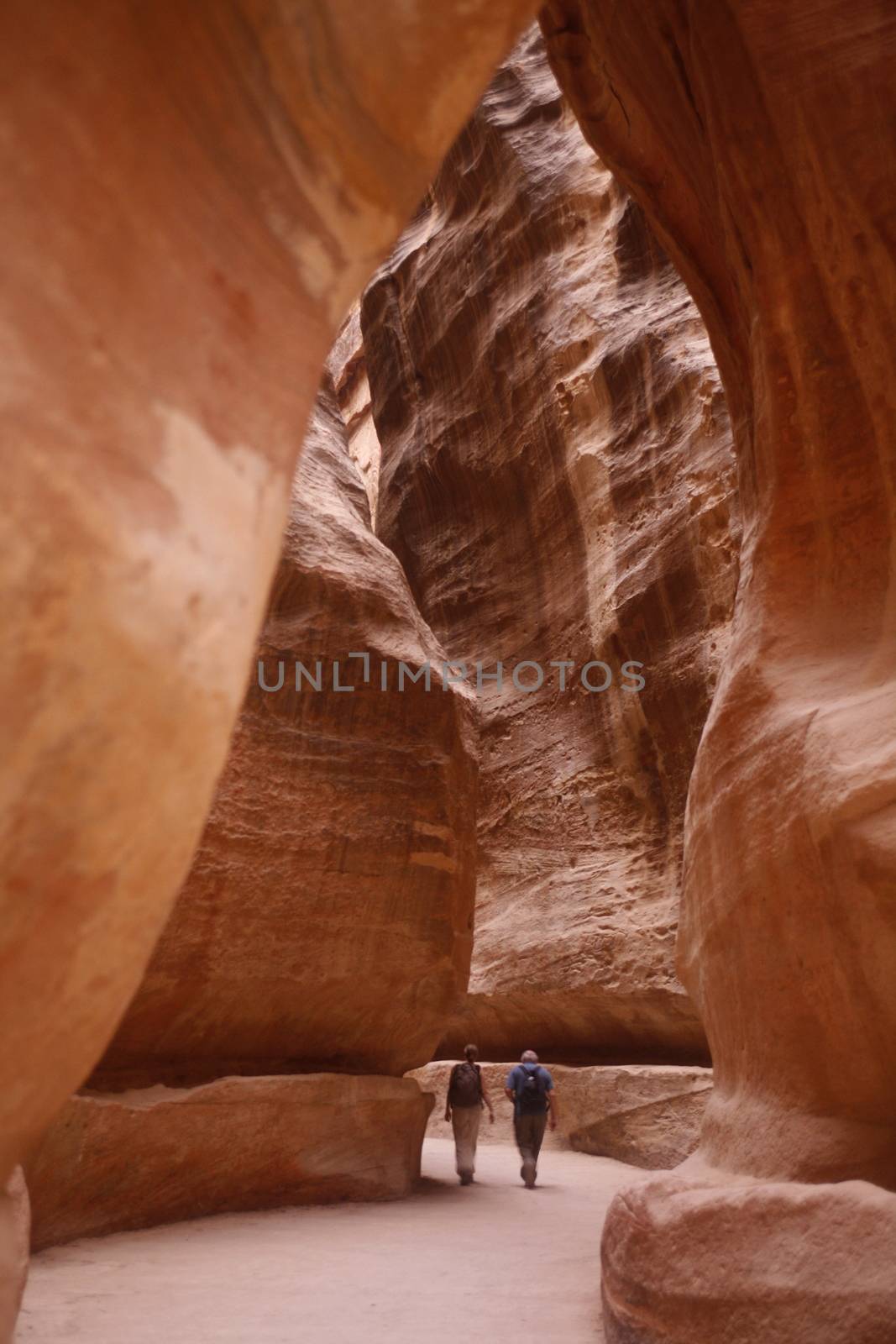 the landscape and streets in the Temple city of Petra in Jordan in the middle east.