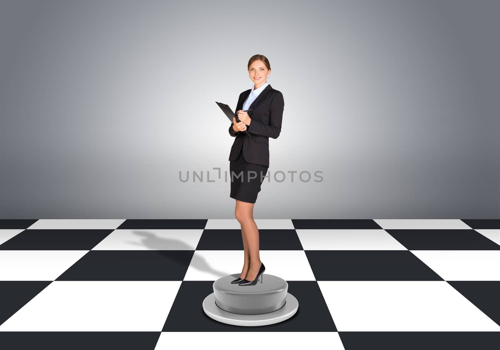 Beautiful businesswoman holding folder by cherezoff