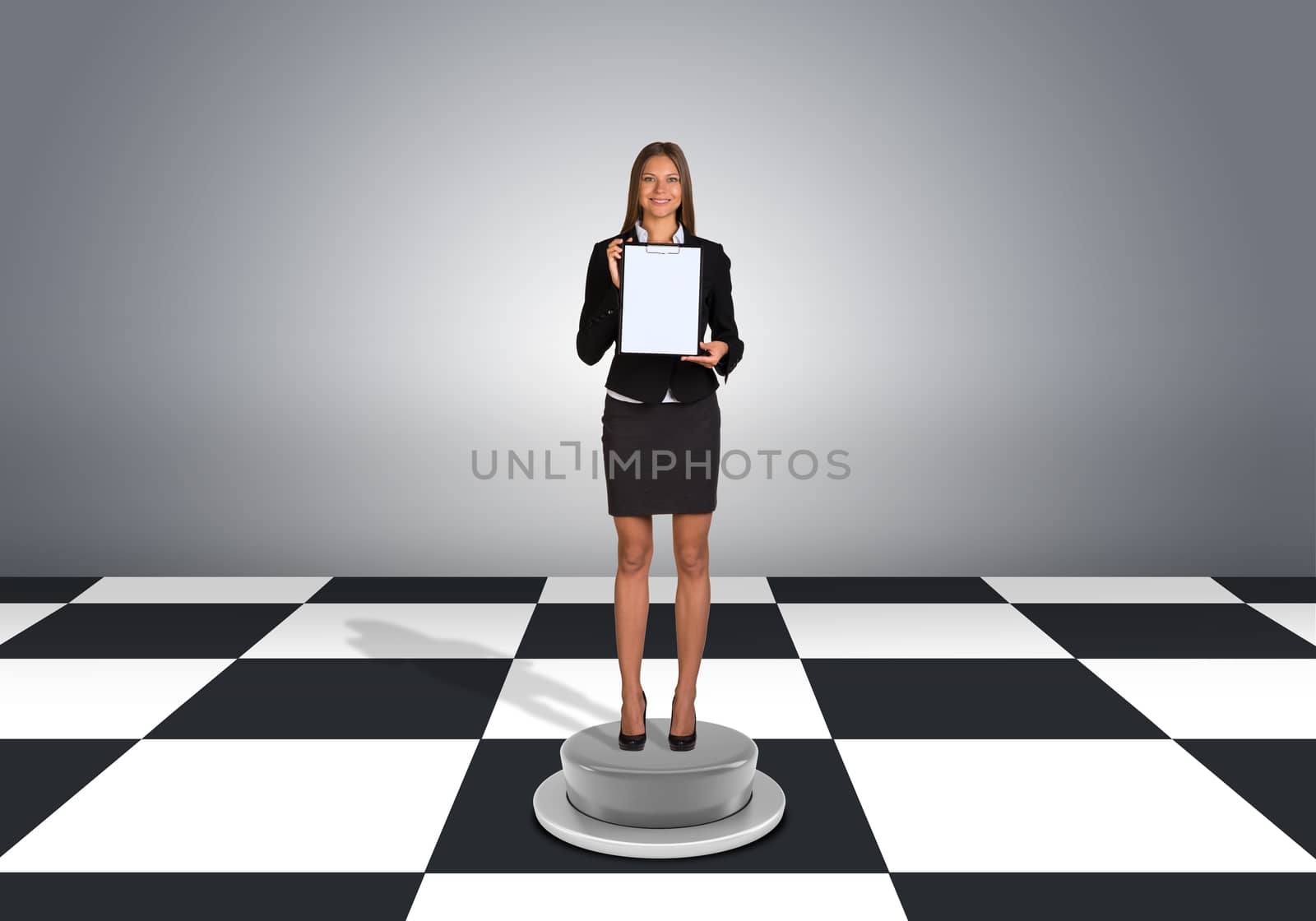 Beautiful businesswoman holding folder by cherezoff