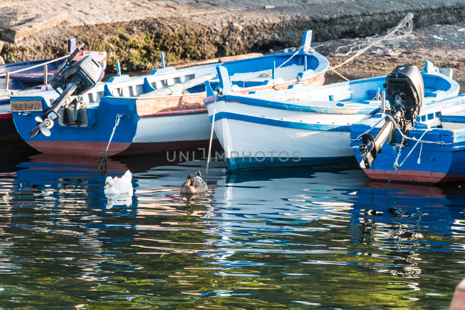 Fishermen Woden boat in Sicily Oriental