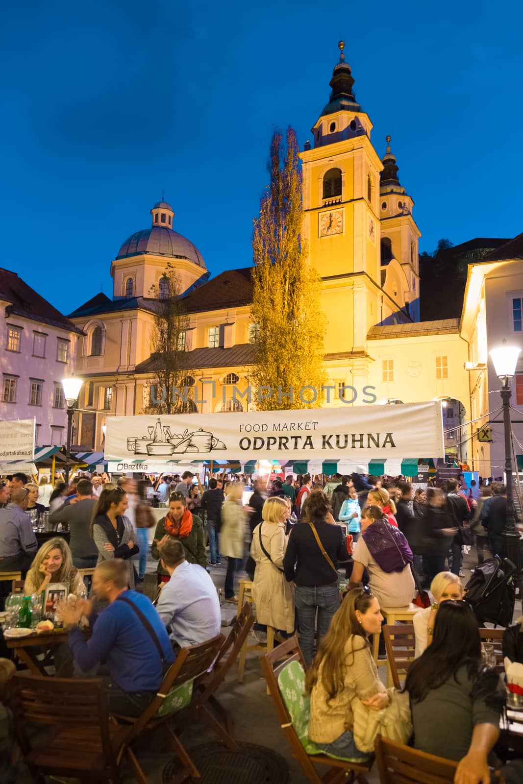 Ljubljana, Slovenia - October 10: Open kitchen is a unique food market in Ljubljana, an award winning urban touristic project. Shot on October 10th, 2014, Ljubljana, Slovenia. 