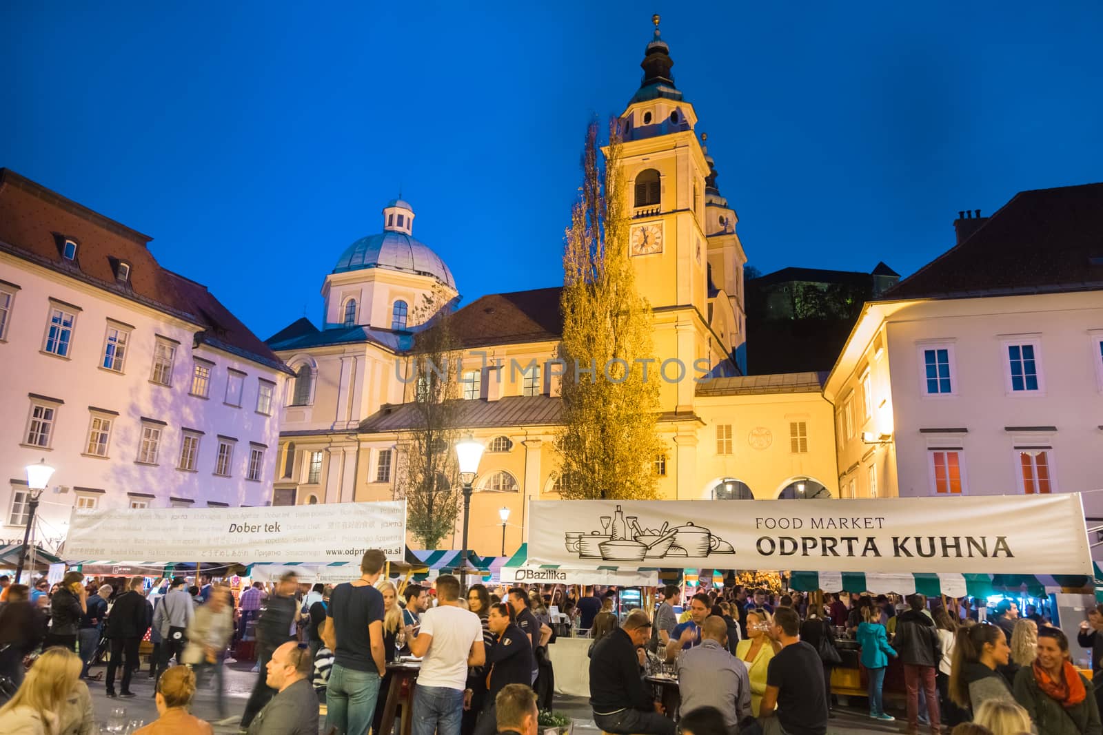 Ljubljana, Slovenia - October 10: Open kitchen is a unique food market in Ljubljana, an award winning urban touristic project. Shot on October 10th, 2014, Ljubljana, Slovenia. 