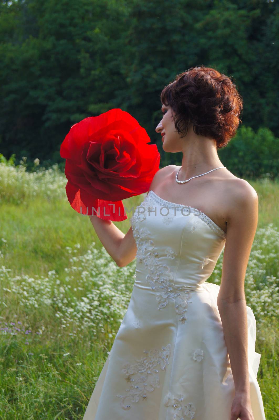 The young beautiful wife in the wedding day