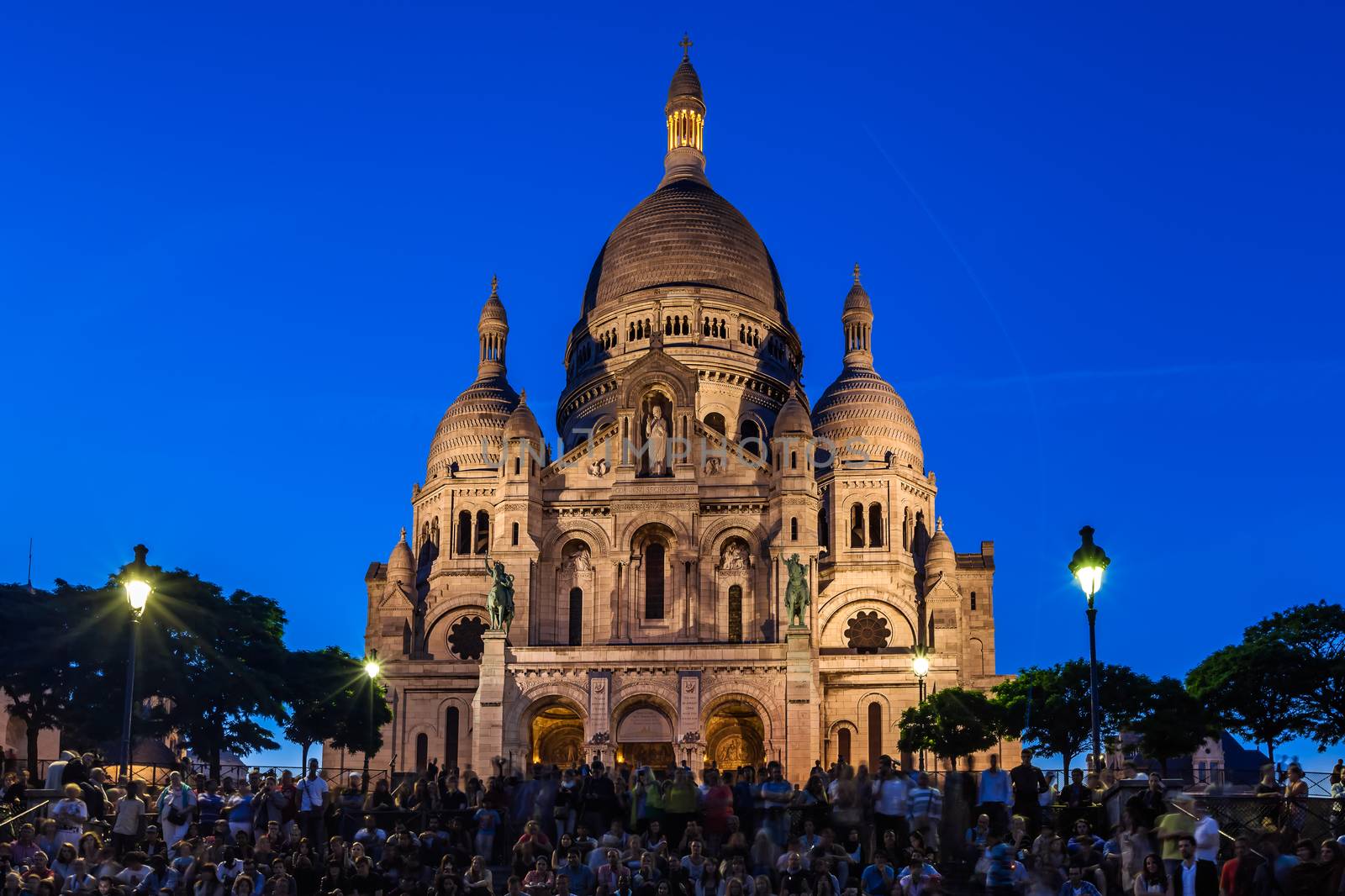 Basilica of the Sacre Coeur on top of Montmartre Hill in Paris,  by anshar