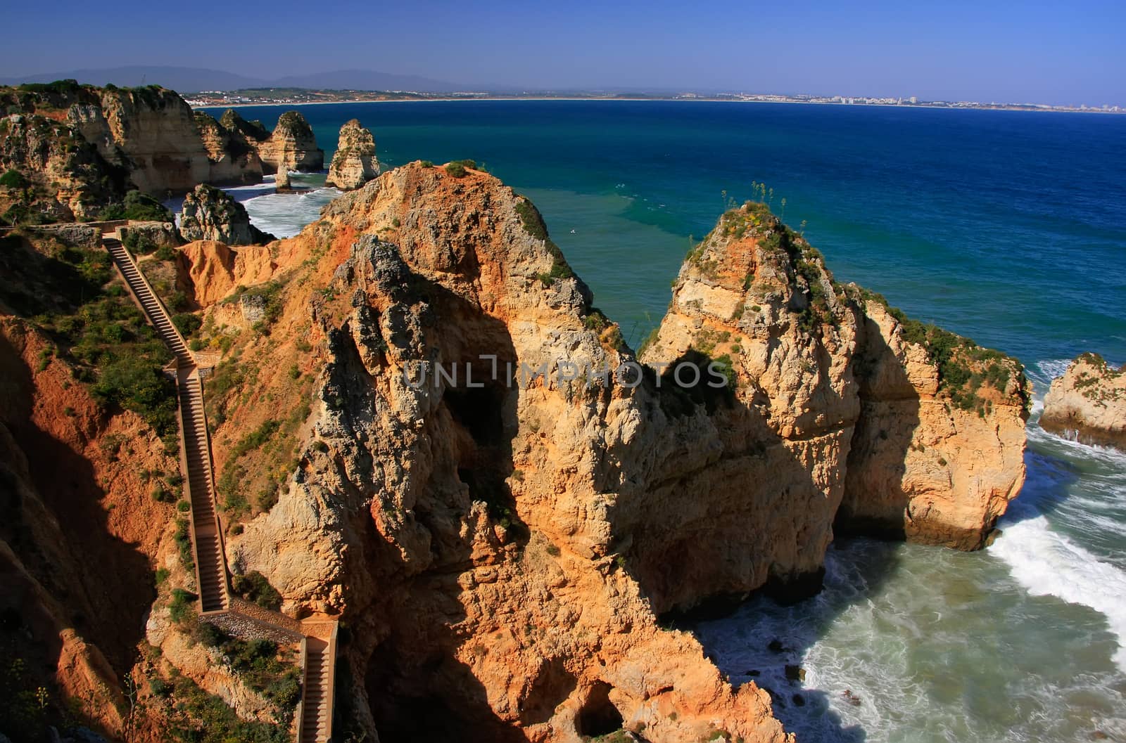 Beautiful cliffs of Ponta de Piedade, Lagos, Algarve region, Portugal 