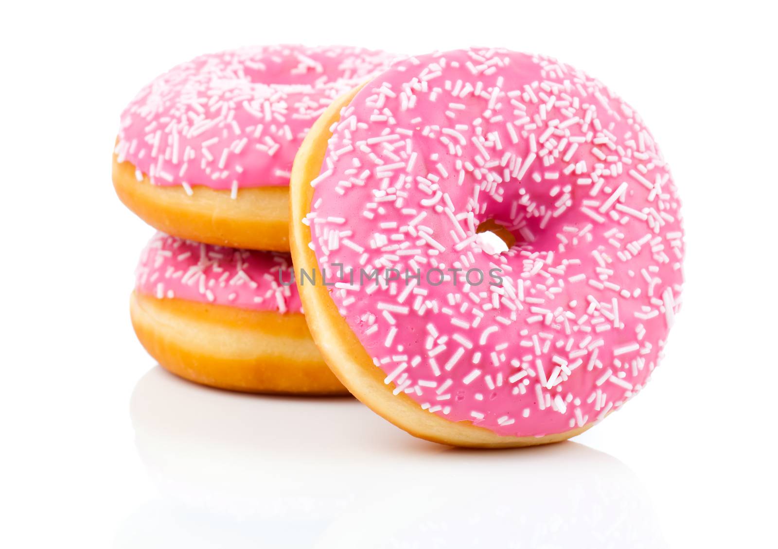 Pink Donut Isolated On White Background