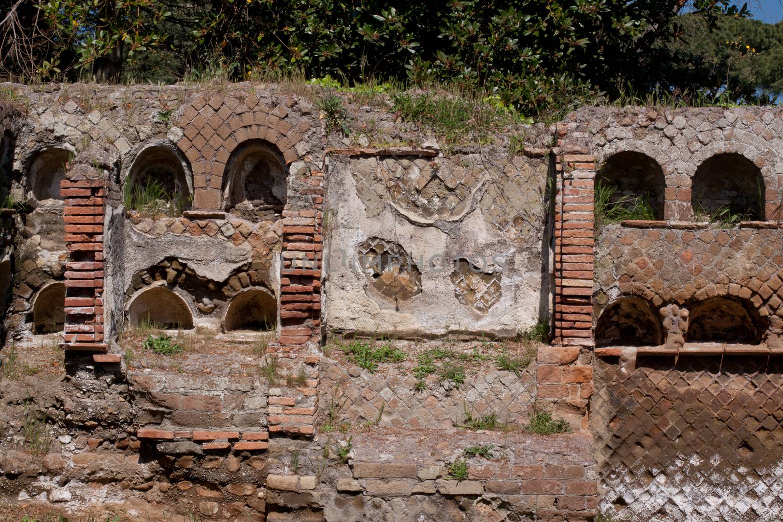 Old roman ruins in Ostia Antica near Roma
