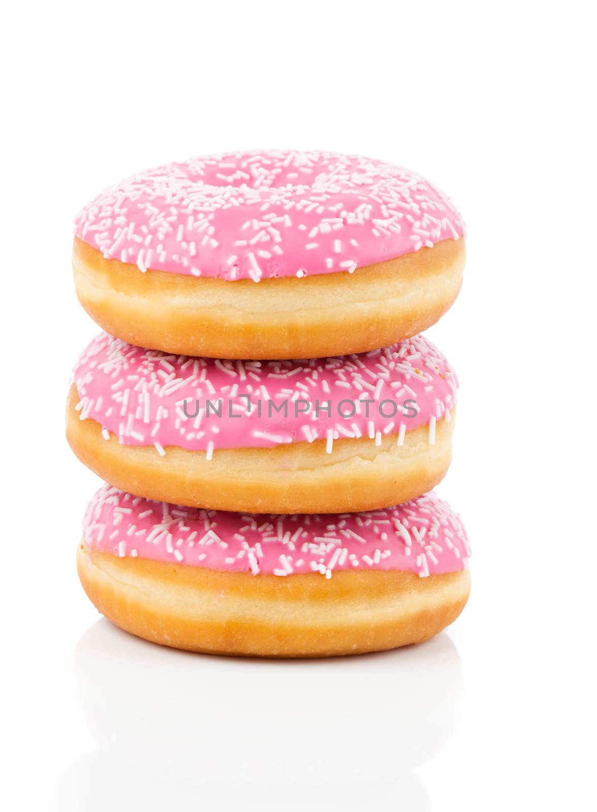 Pink Donut Isolated On White Background