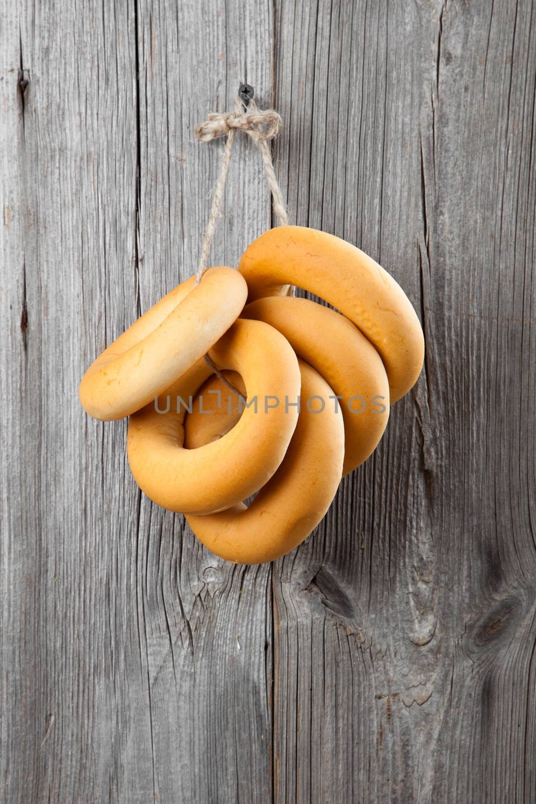 Russian or Ukrainian donut (Bublik) on wooden background