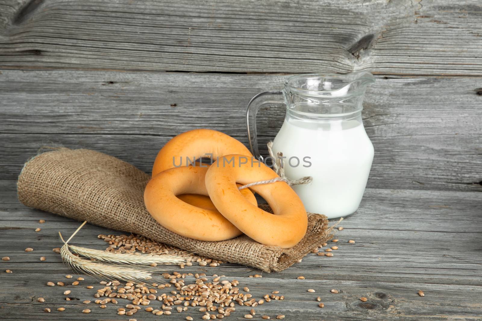 Russian or Ukrainian donut (Bublik) on wooden background