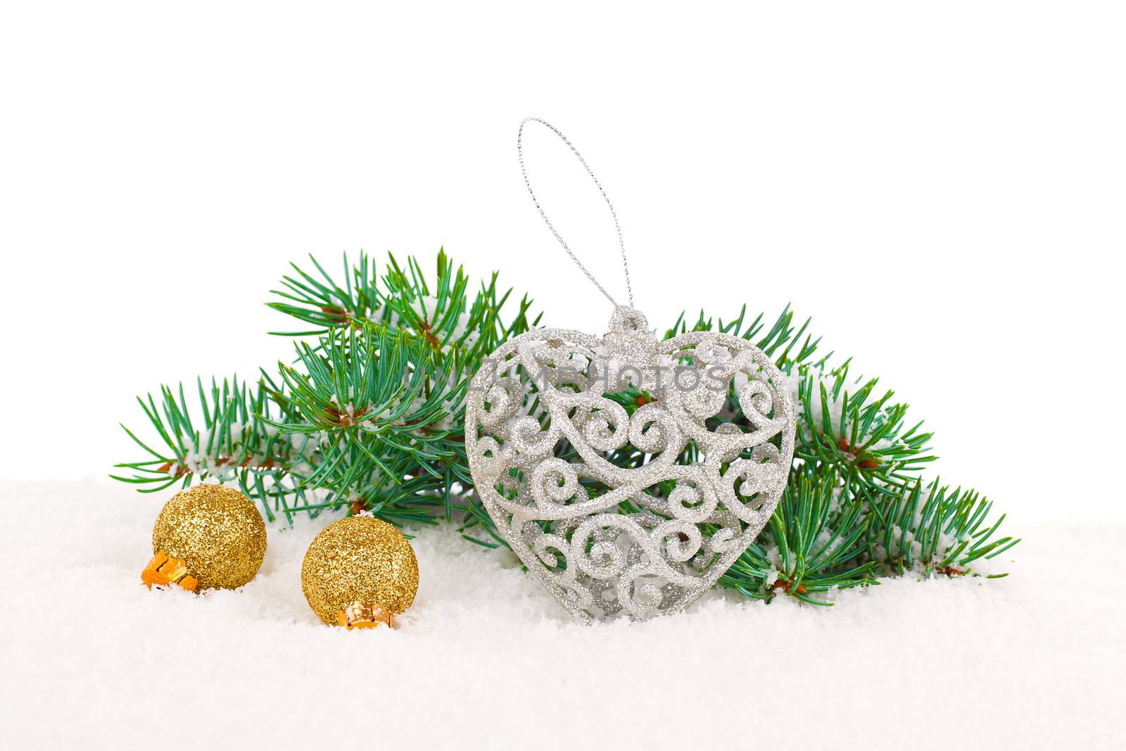 xmas decoration with copy space, isolated over white