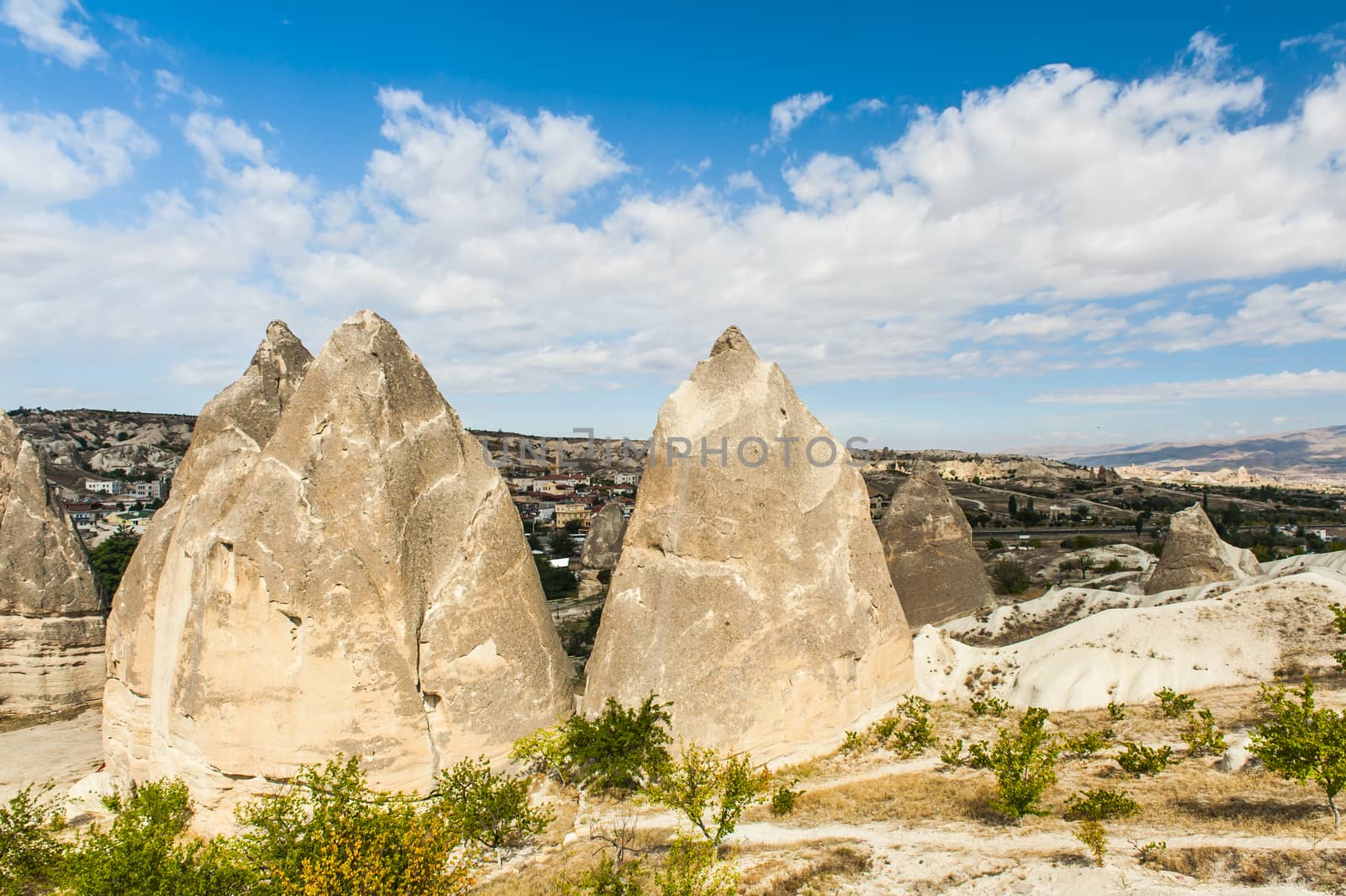 Spectacular teeth-like rock formation near Goreme, Cappadocia, Turkey