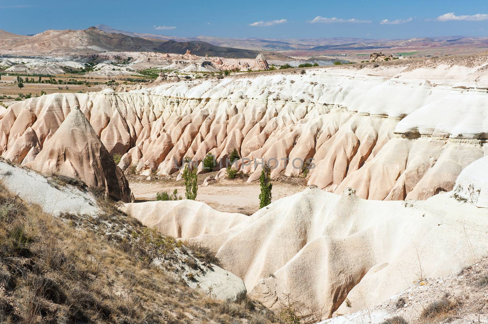 Vivid rock formations from above in Cappadocia, Turkey