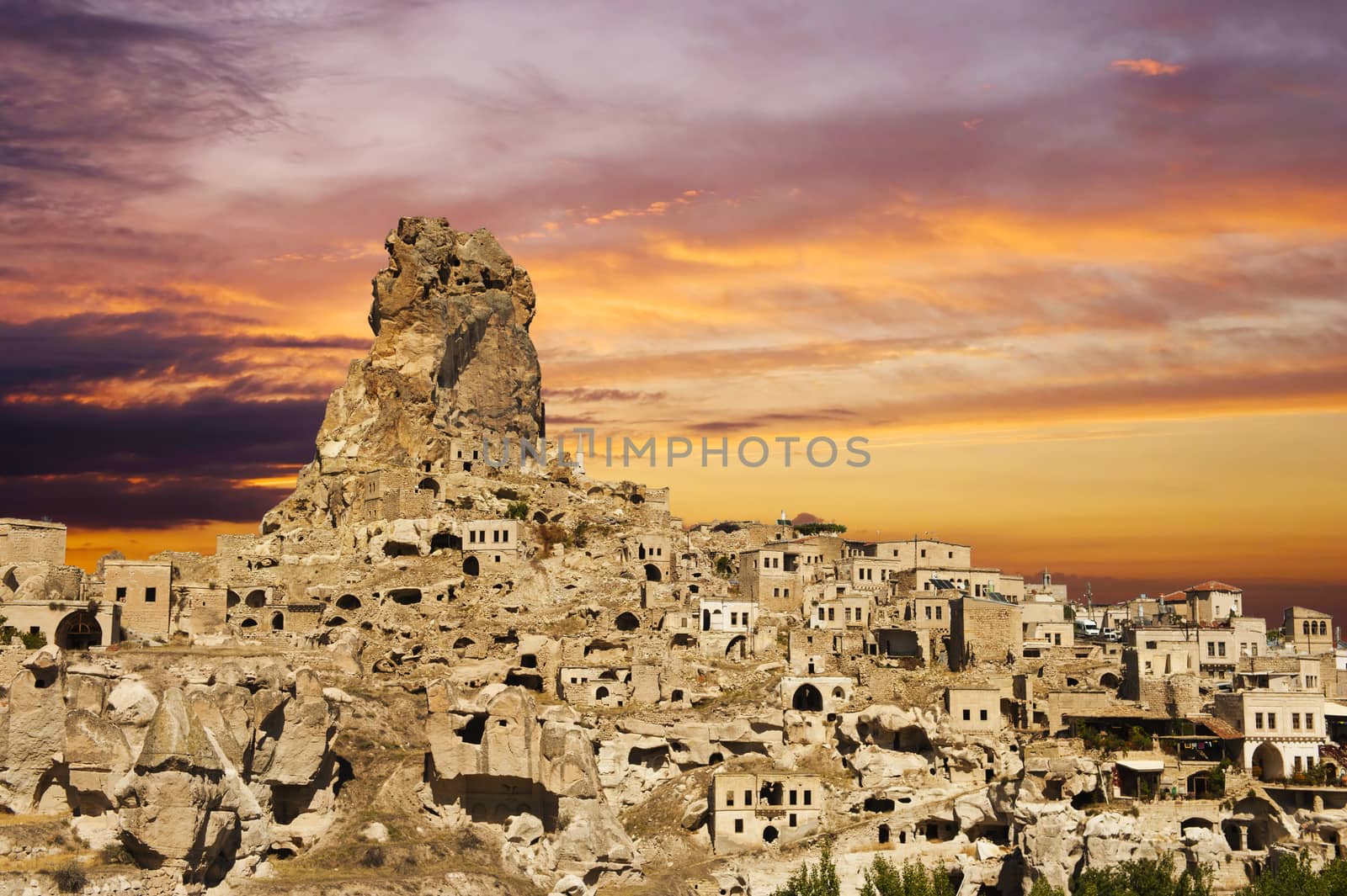 Ortahisar castle at sunset, Cappadocia, Turkey