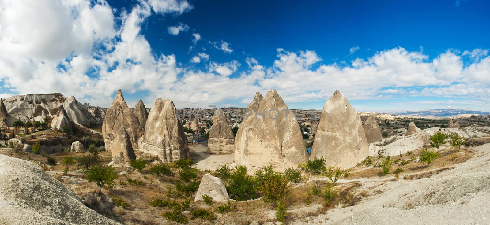 Spectacular teeth-like rock formation near Goreme, Cappadocia, Turkey