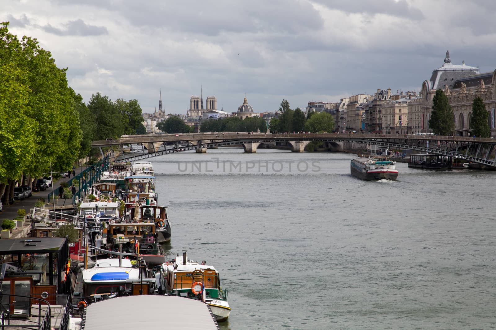 The Seine River in Paris during a summer evening