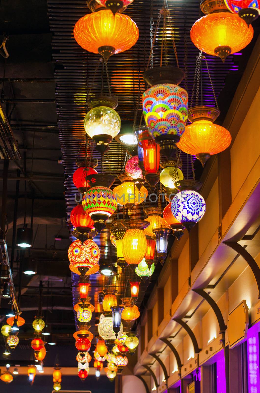Colourful mosaic lamps in Turkey
