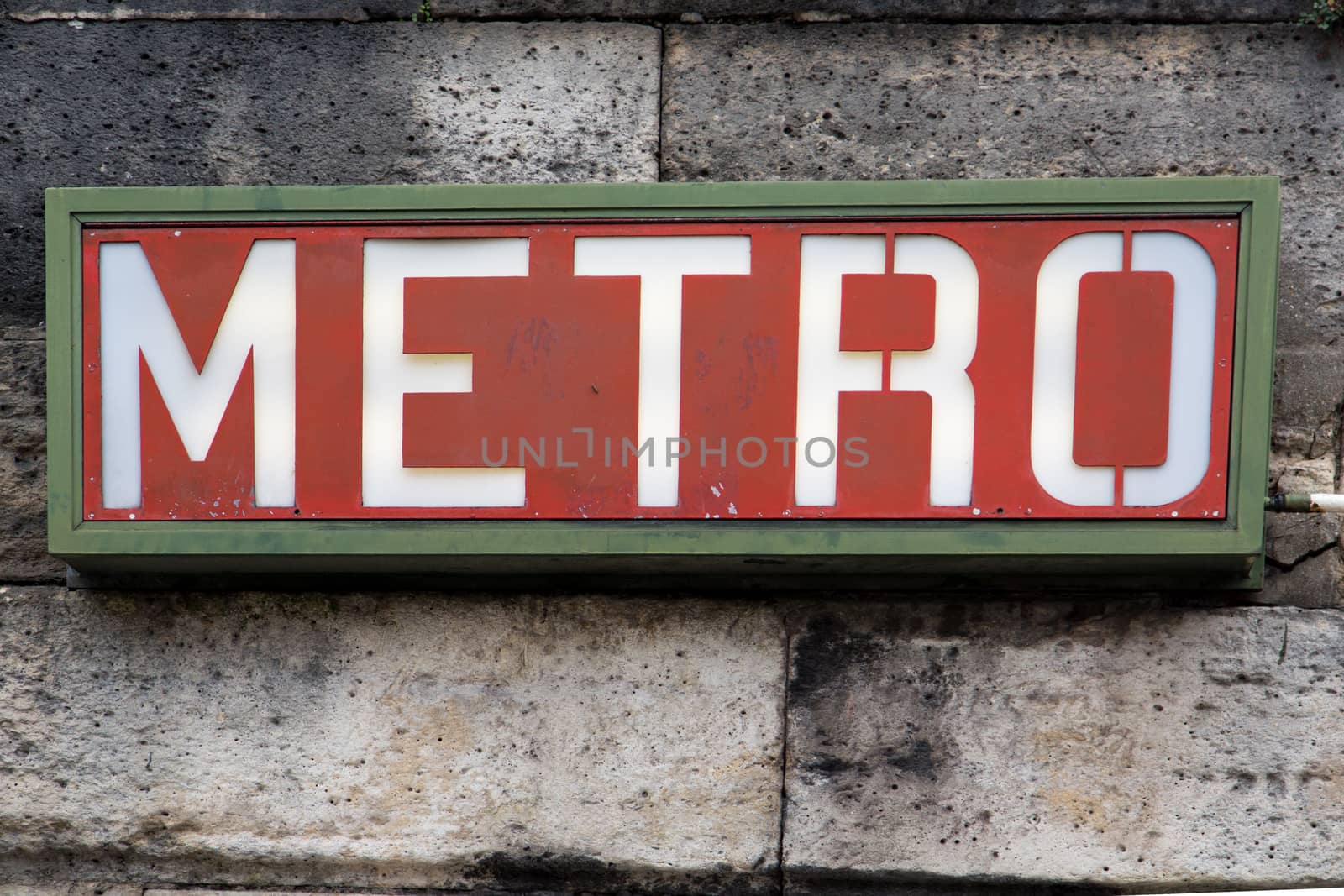 Ancient Metro Sign at the entrance of the Paris Metro