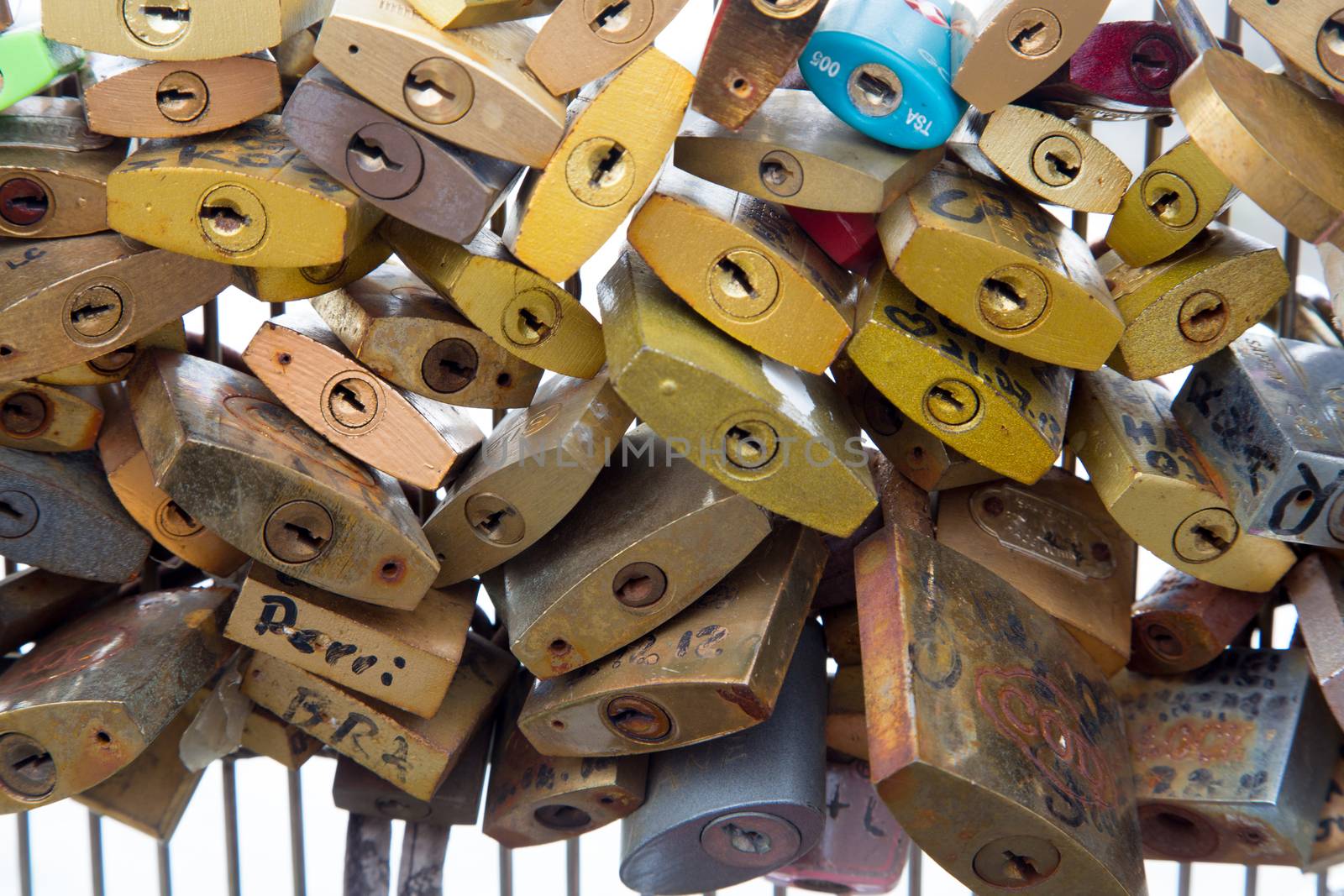 The locks at the fence of Pont des Arts in Paris