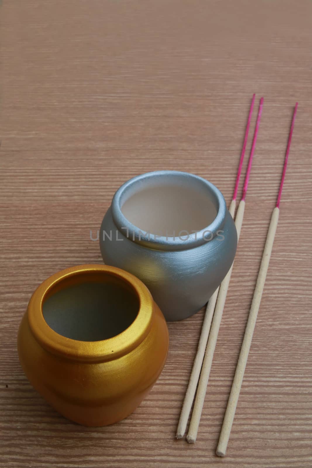 gold and silver joss stick pot by kaidevil