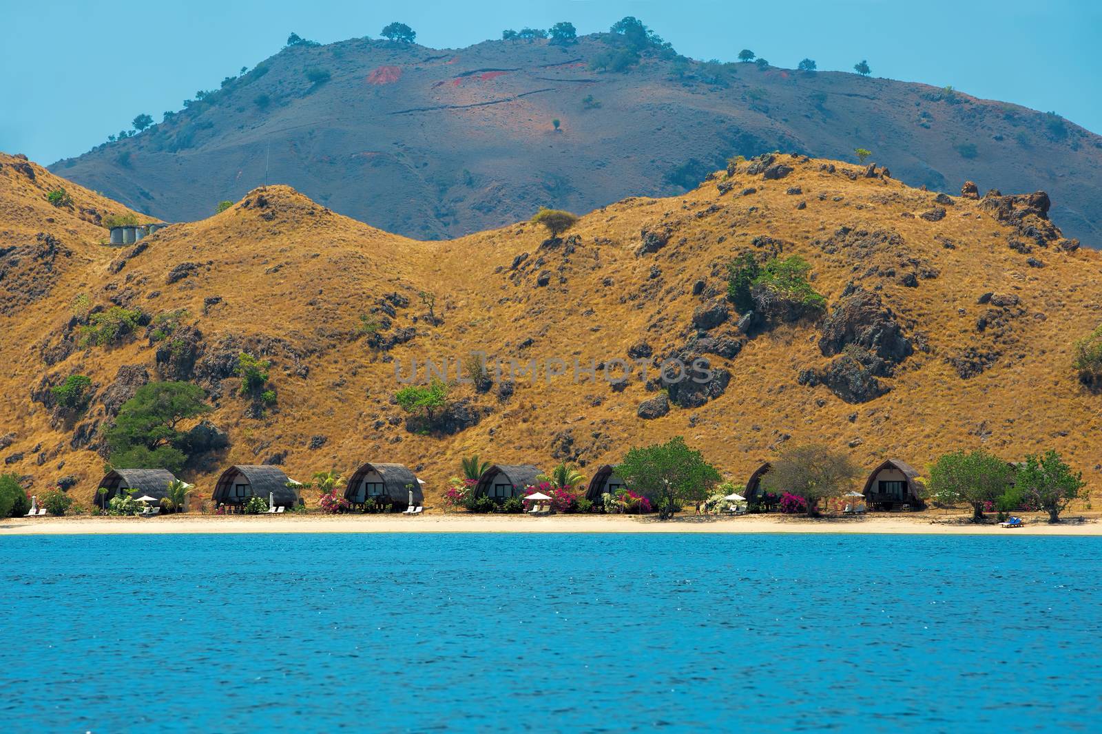 Bungalows on the beach in Komodo national park