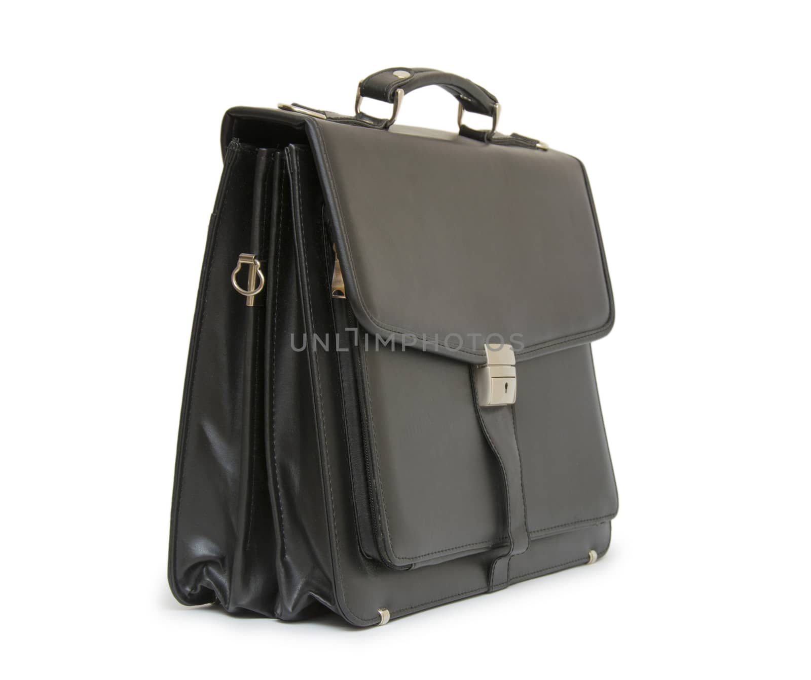 Business leather briefcase isolated