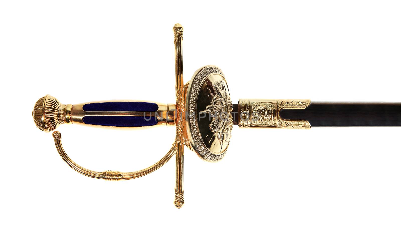 Handle of the sword on a white background.
