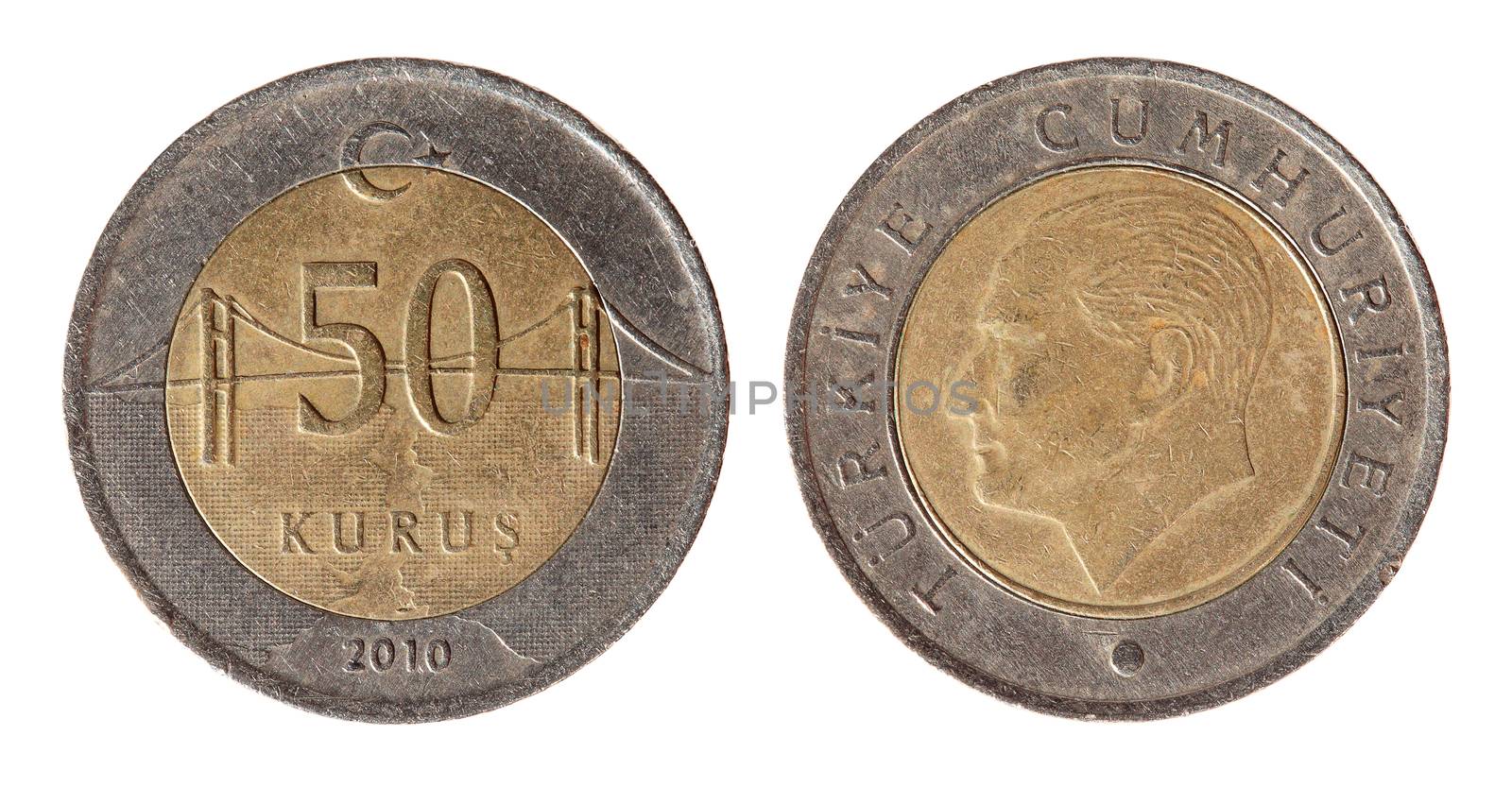 Turkey coin on the white background (2010 year) by aptyp_kok