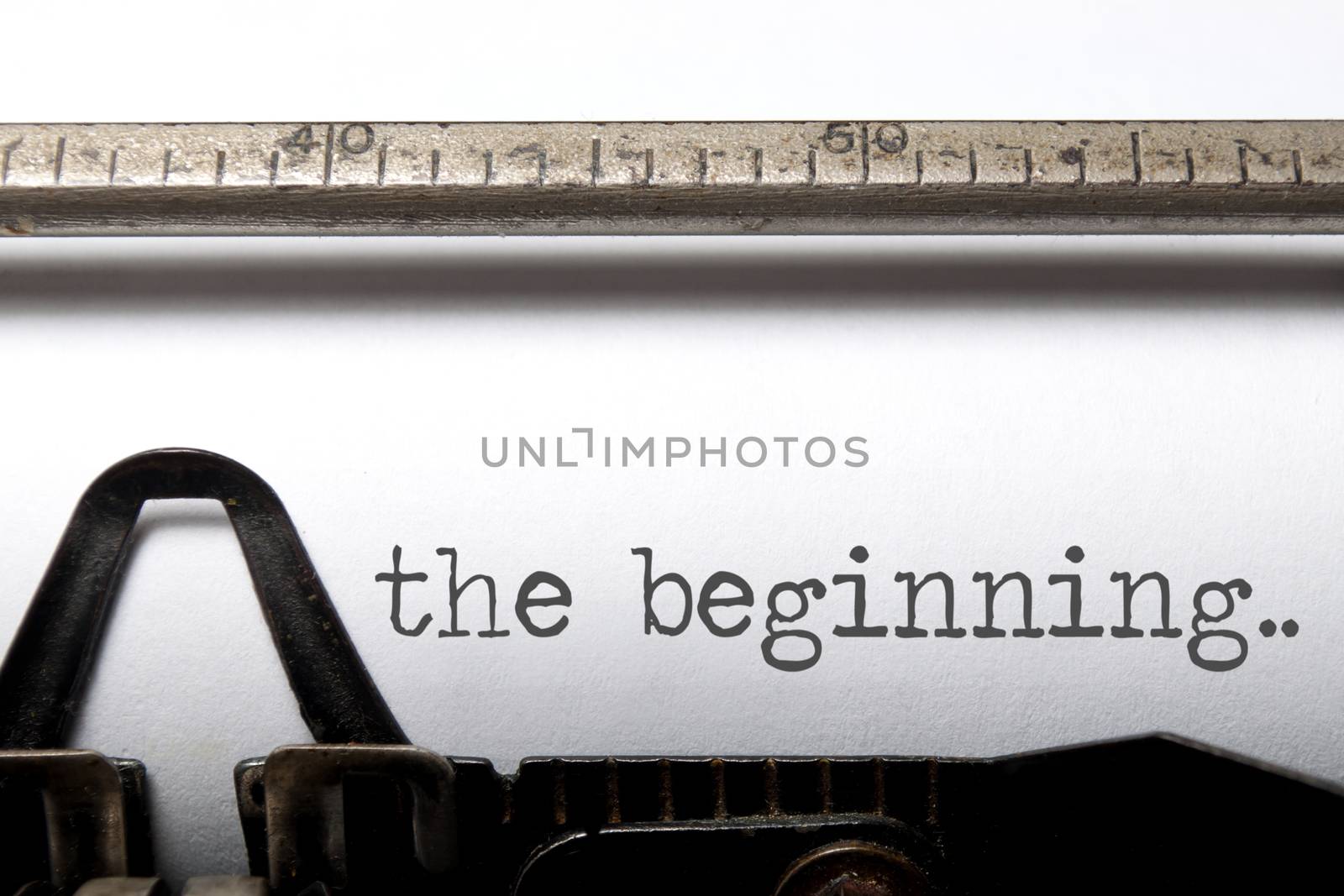 The beginning printed on an old typewriter 
