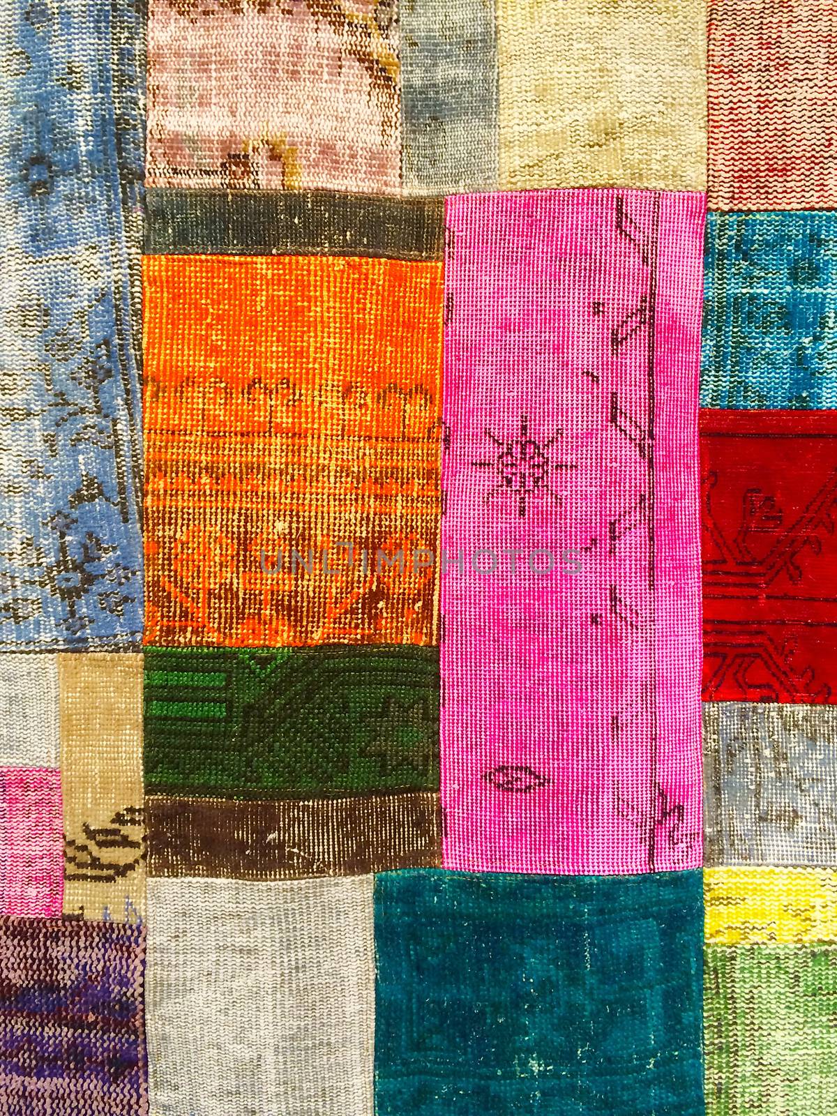 Colorful vintage patchwork rug by anikasalsera