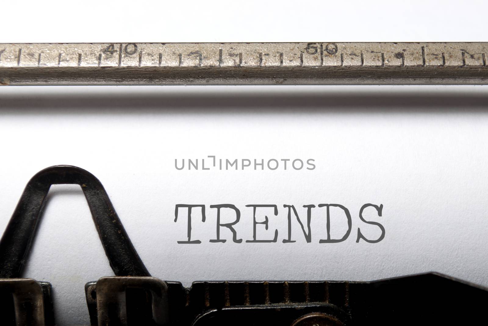 Trends heading printed on an old typewriter 