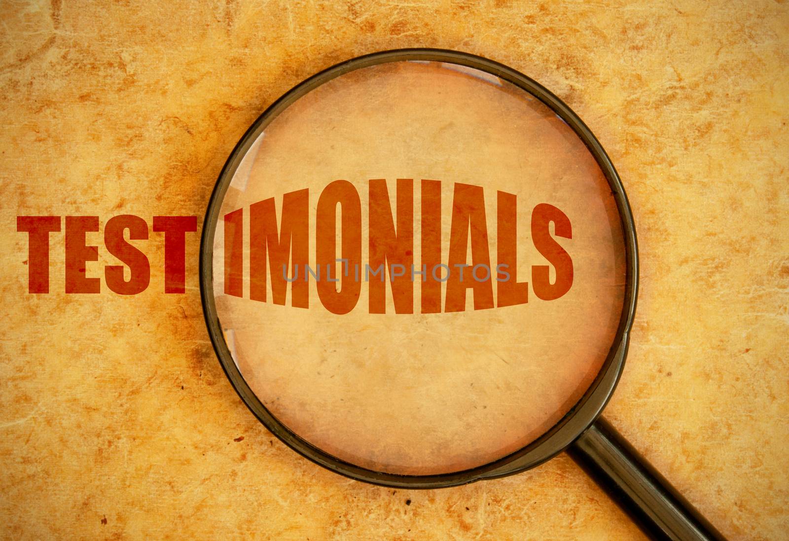 Magnifying glass focused on testimonials