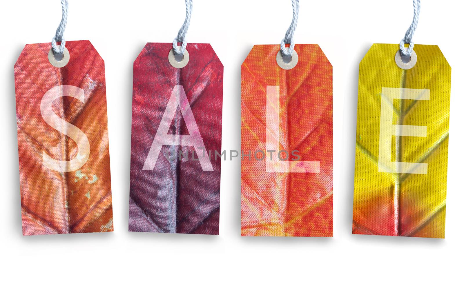 Autumn sale tags over a white background 