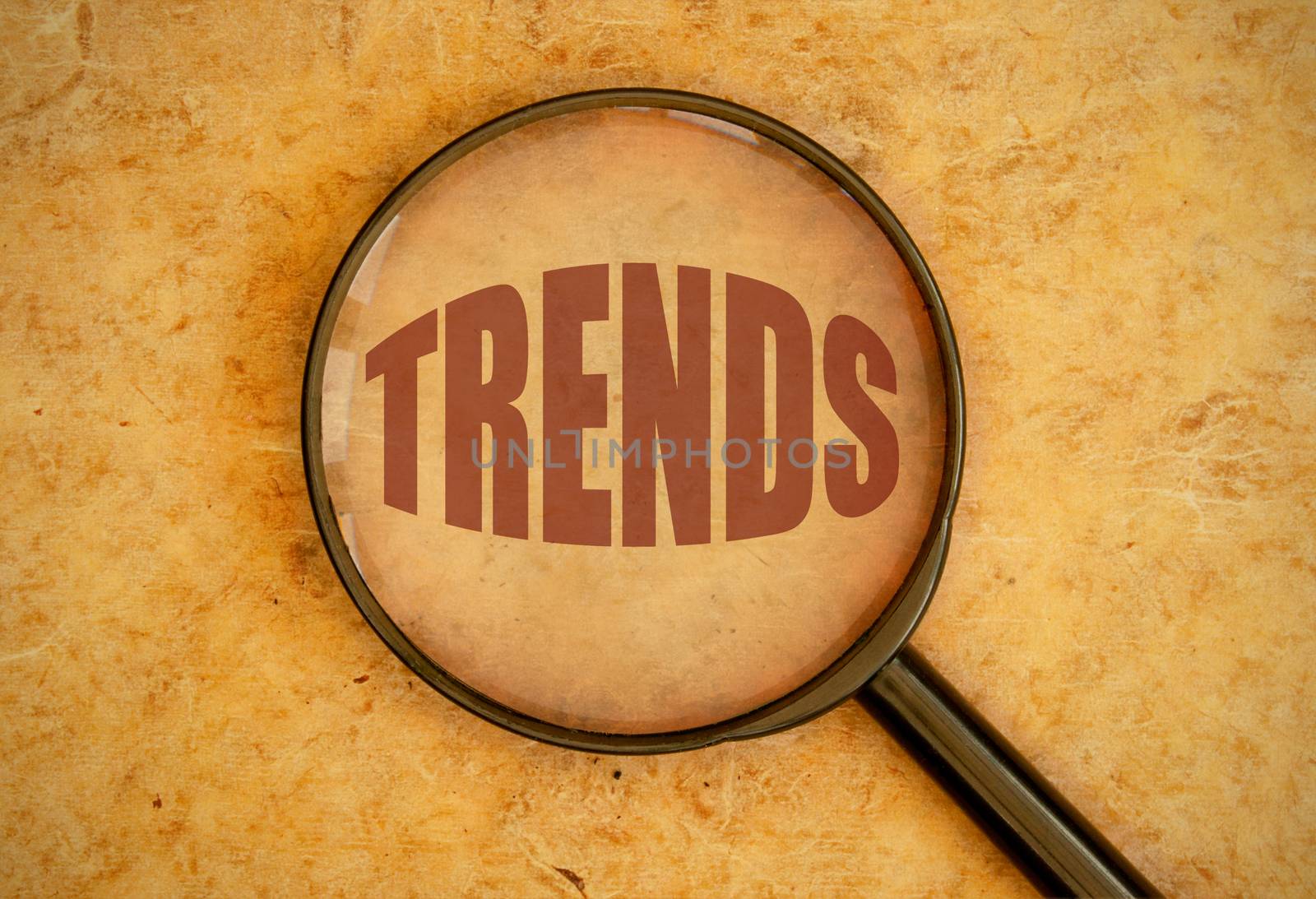 Magnifying glass focusing on trends