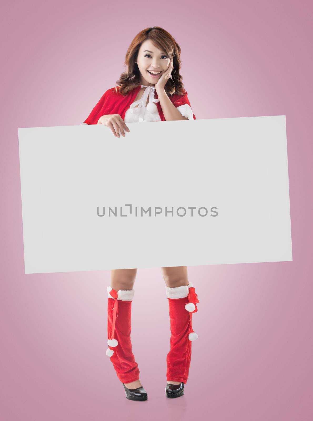 Christmas girl holding a blank board by elwynn