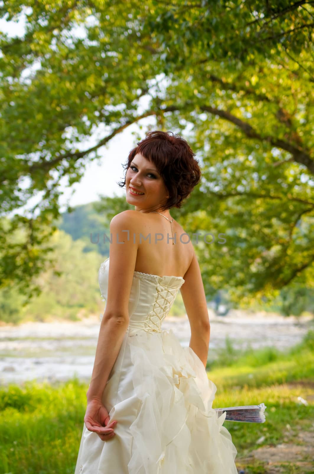 Pretty girl in a wedding dress