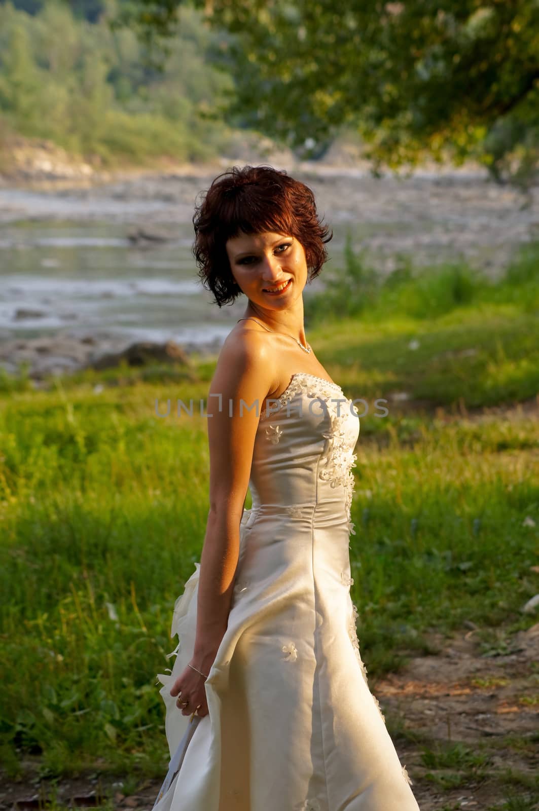 the lovely girl in a wedding dress by Viktoha