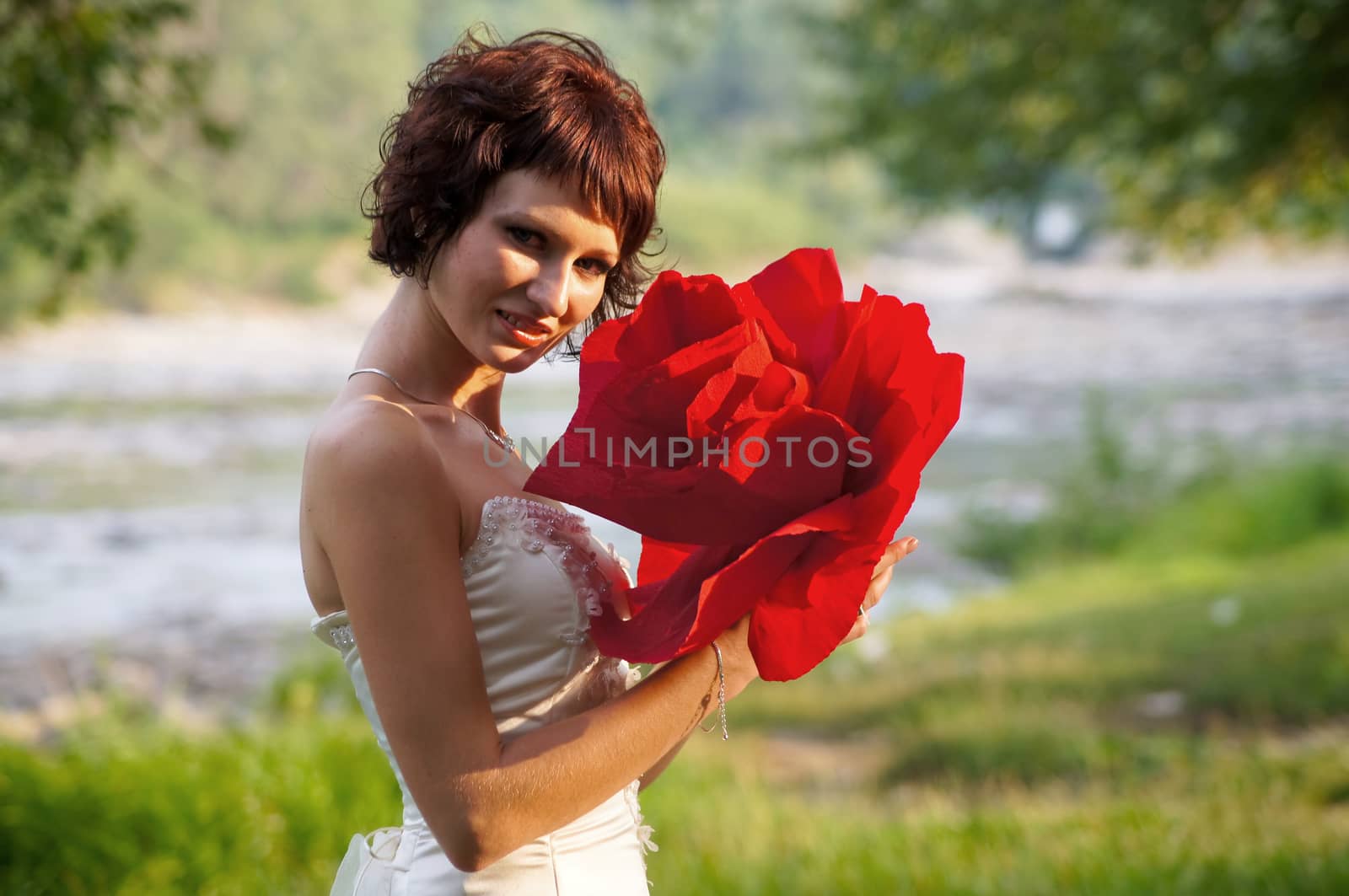 the lovely girl in a wedding dress by Viktoha