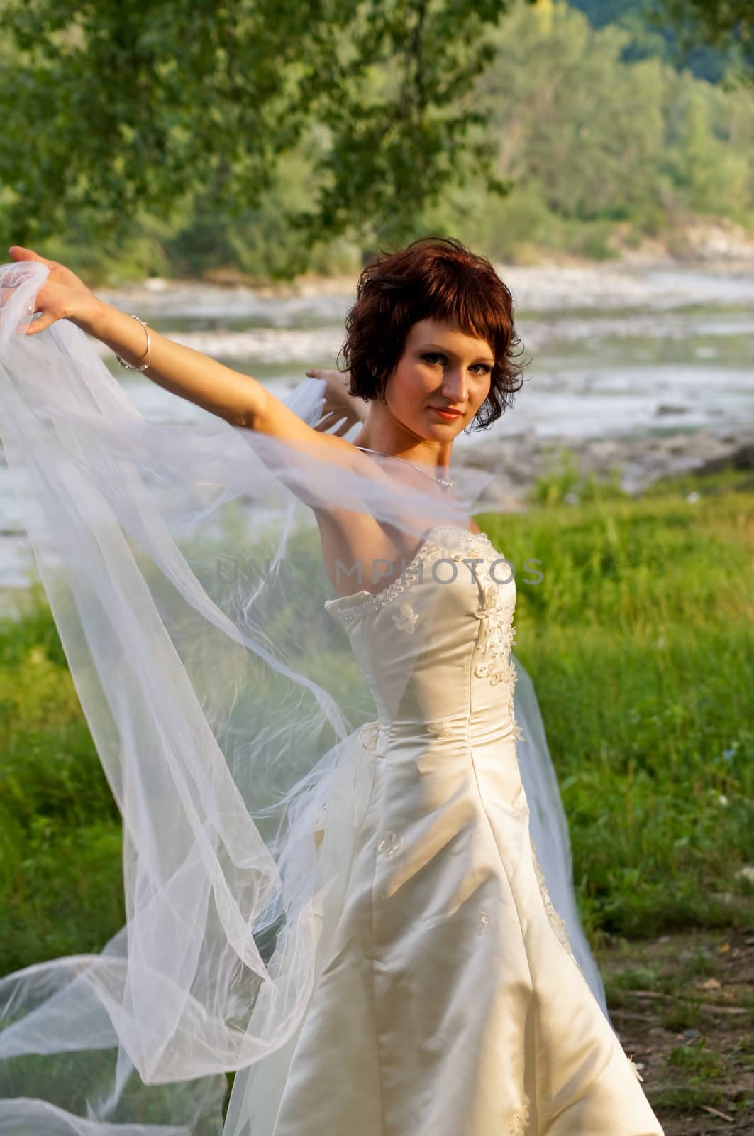 the lovely girl in a wedding dress by Viktoha