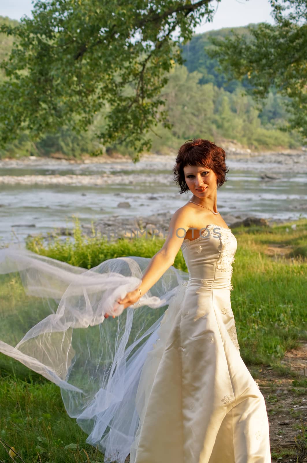 the lovely girl in a wedding dress by Viktoha