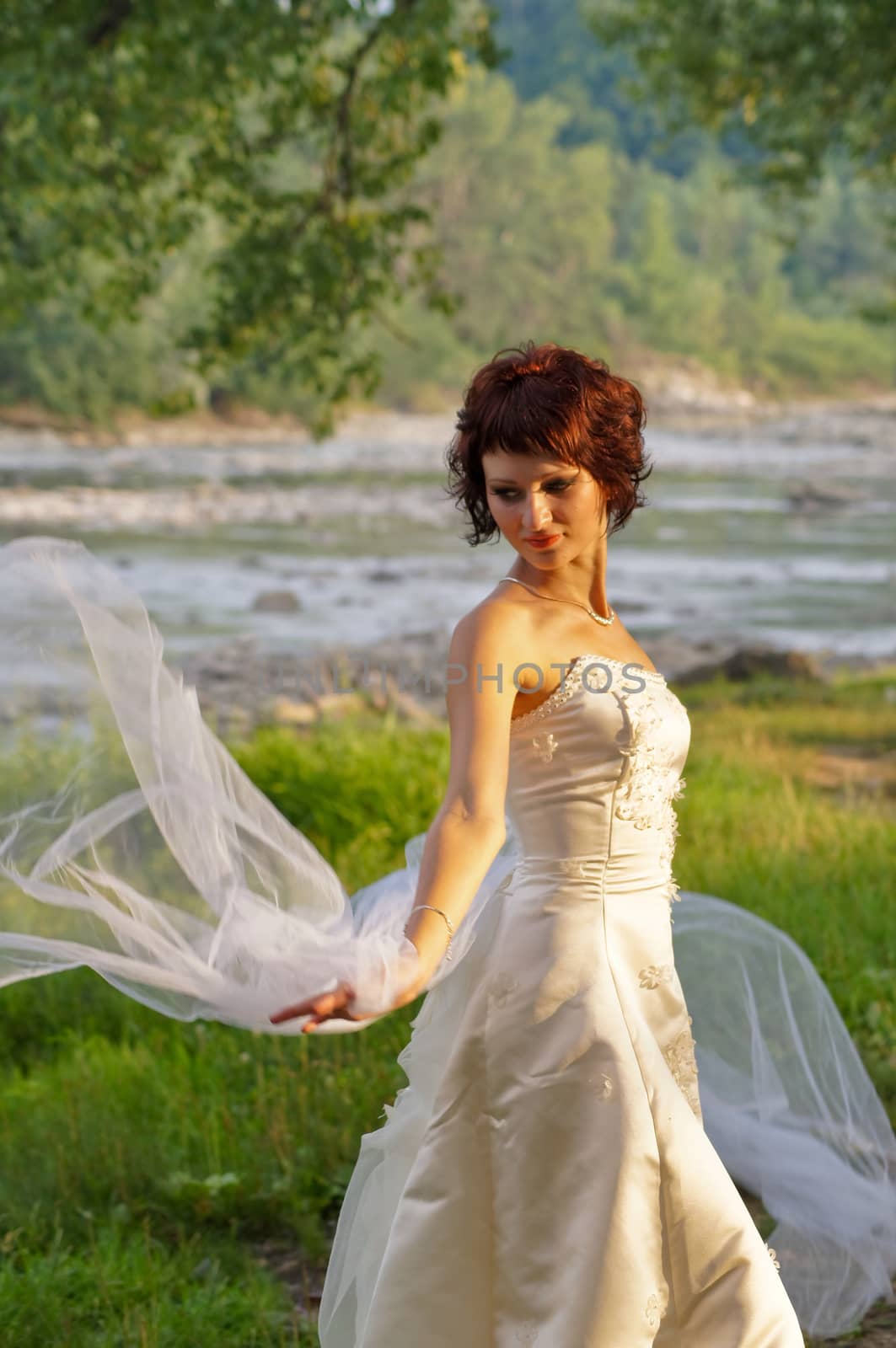 the lovely girl in a wedding dress by Viktoha