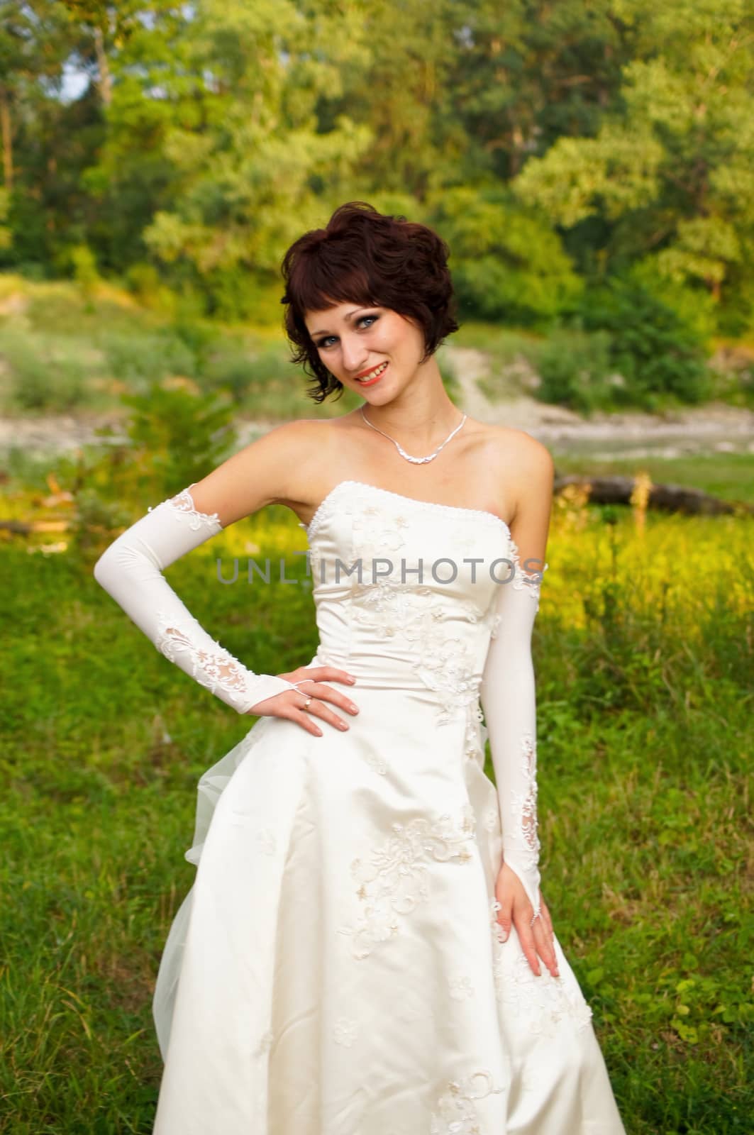 the lovely girl in a wedding dress by Viktoha