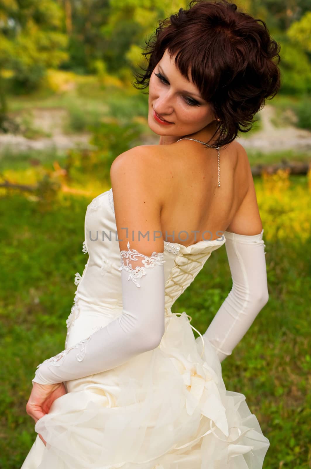 the lovely girl in a wedding dress by Viktoha